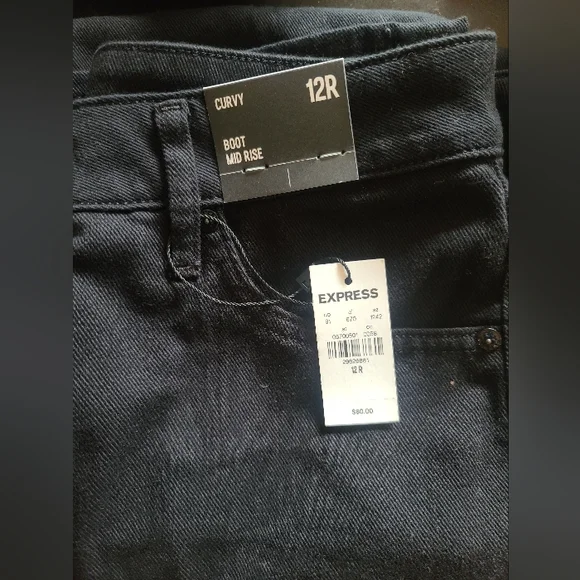 Express Curvy Mid Rise Black Jeans - Picture 6 of 6